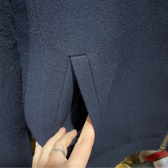 J CREW ~ Double Cloth Navy Blue Wool Moto Style Jacket 6 - Picture 6 of 11